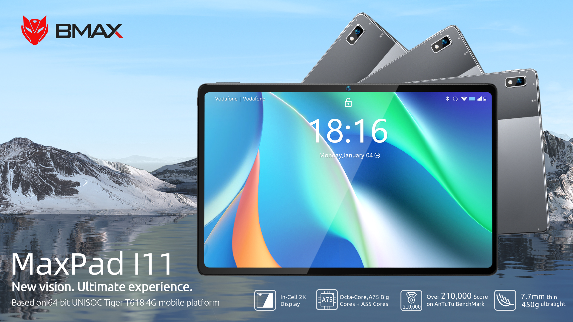 BMAX I11 Plus 10.4 Inch Tablet, UNISOC T606 Octa Core, 8GB RAM 256GB SSD,  Android 13, 2K Screen 