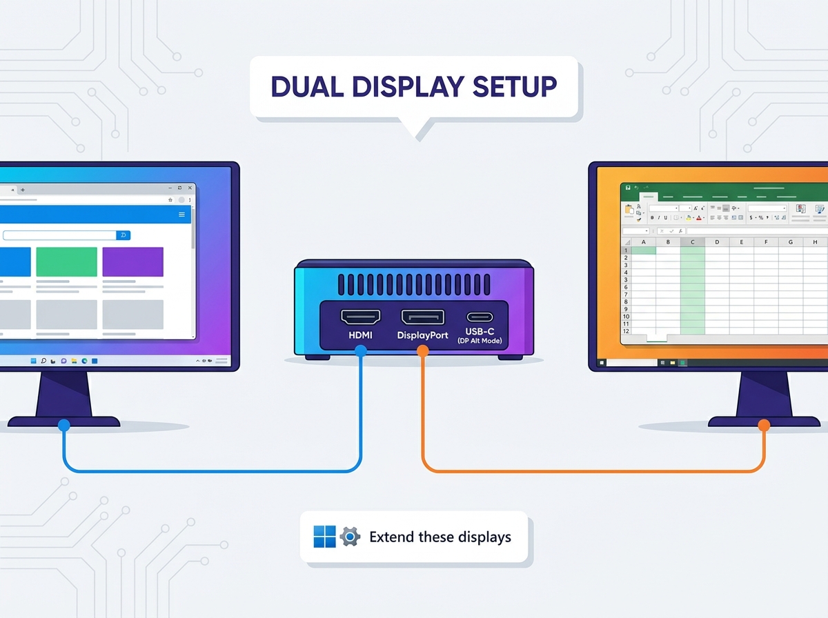 Mini PC dual monitor setup
